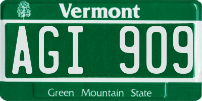 VT license plate AGI909