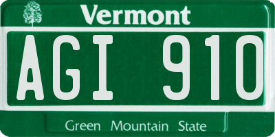 VT license plate AGI910