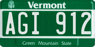 VT license plate AGI912