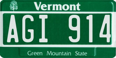 VT license plate AGI914