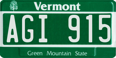 VT license plate AGI915