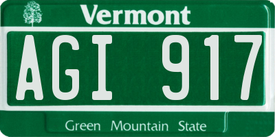 VT license plate AGI917