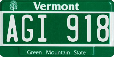 VT license plate AGI918