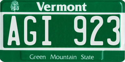 VT license plate AGI923