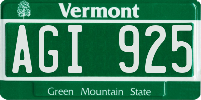 VT license plate AGI925