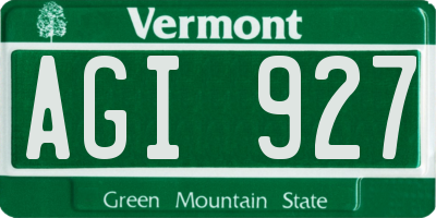 VT license plate AGI927