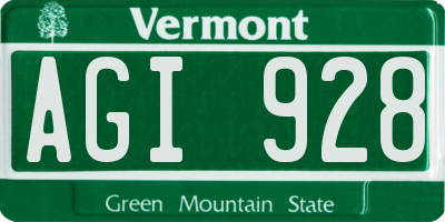 VT license plate AGI928