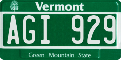 VT license plate AGI929