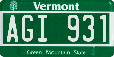 VT license plate AGI931