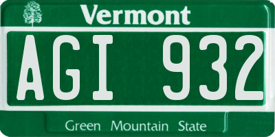 VT license plate AGI932