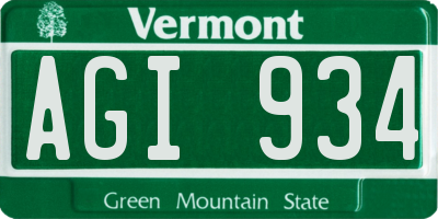 VT license plate AGI934