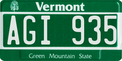VT license plate AGI935