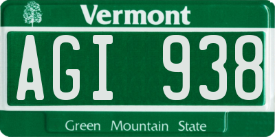 VT license plate AGI938