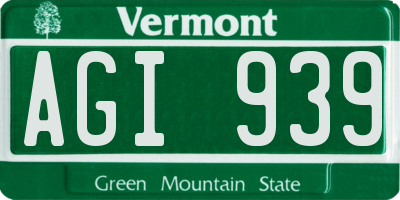 VT license plate AGI939