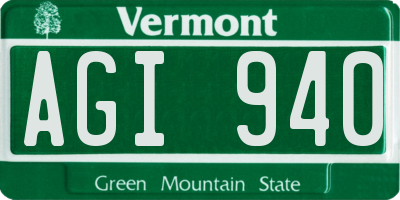 VT license plate AGI940