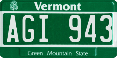 VT license plate AGI943