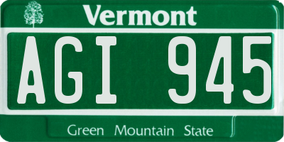 VT license plate AGI945