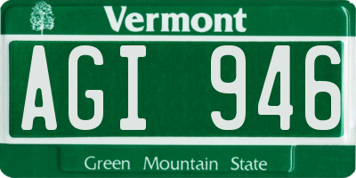 VT license plate AGI946