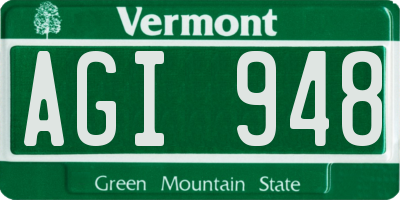 VT license plate AGI948