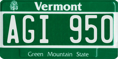 VT license plate AGI950