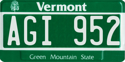 VT license plate AGI952