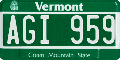 VT license plate AGI959