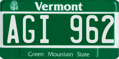 VT license plate AGI962