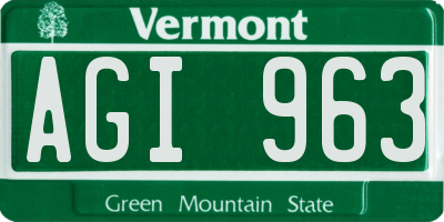 VT license plate AGI963