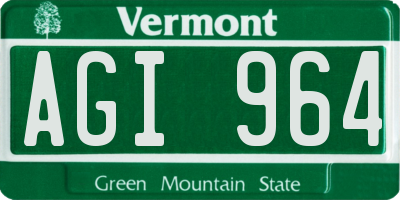 VT license plate AGI964