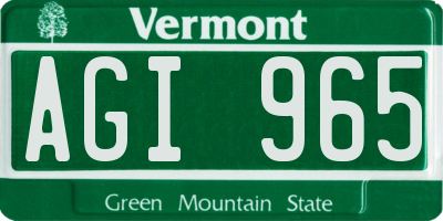 VT license plate AGI965