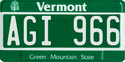 VT license plate AGI966
