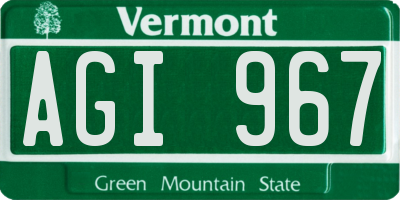 VT license plate AGI967