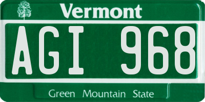 VT license plate AGI968