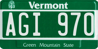 VT license plate AGI970