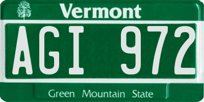 VT license plate AGI972