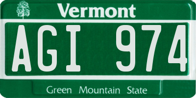 VT license plate AGI974