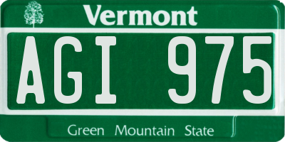 VT license plate AGI975