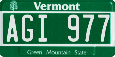VT license plate AGI977