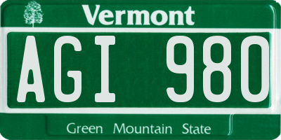 VT license plate AGI980
