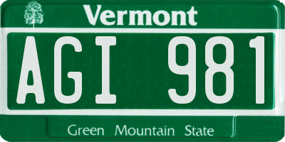 VT license plate AGI981