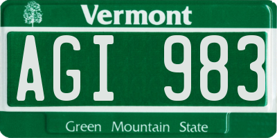 VT license plate AGI983