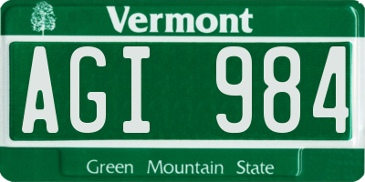 VT license plate AGI984