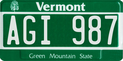 VT license plate AGI987