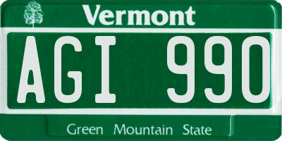 VT license plate AGI990