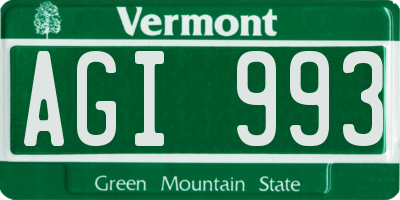 VT license plate AGI993
