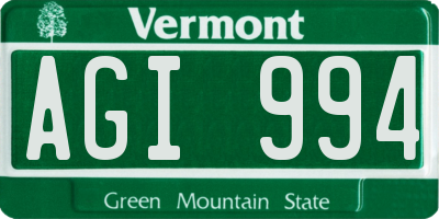 VT license plate AGI994