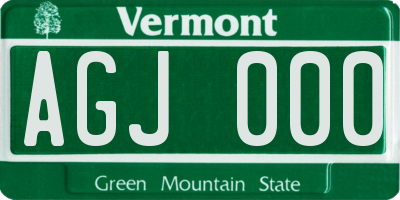VT license plate AGJ000