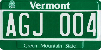 VT license plate AGJ004