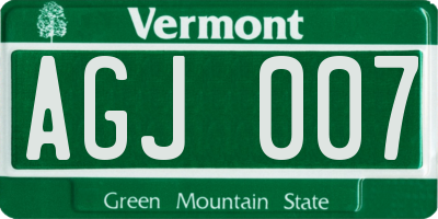 VT license plate AGJ007