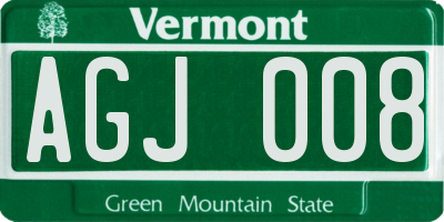 VT license plate AGJ008